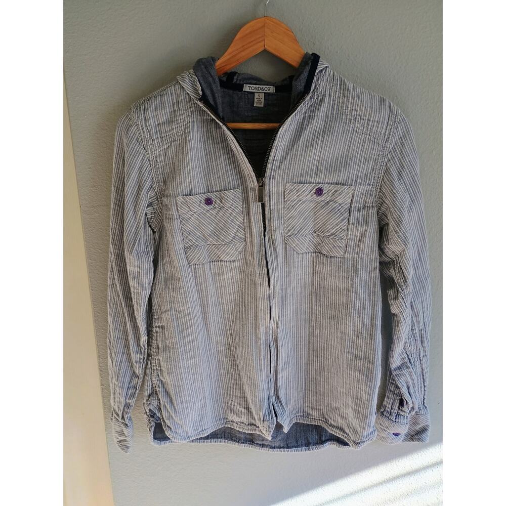 Toad&Co utility barn jacket  full zip hood pockets 100% organic cotton souffle